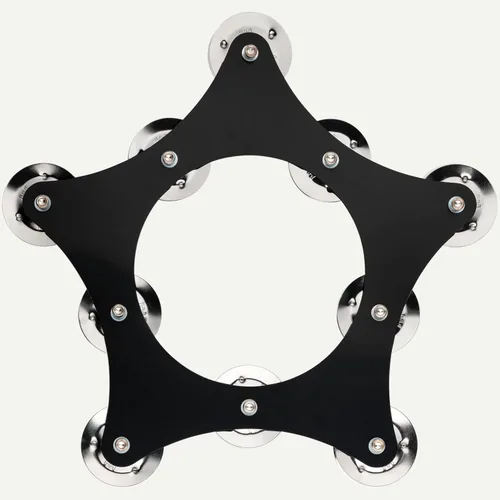 Vista 5 de Pandereta Super Flex Hihat de efecto de cascabeles con 10 pares de sonajas de acero inoxidable — NO FABRICADA EN CHINA — Marco delgado flexible