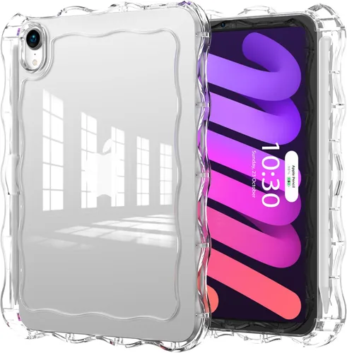 Vista 19 de Funda para iPad mini 7 (A17 Pro) generación 2024 de 8.3 pulgadas, 6ª generación 2021 de 8.3 pulgadas, TPU duradero con borde ondulado, policarbonato