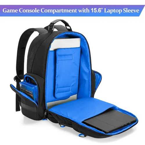 Vista 3 de PGmoon Console Backpack Compatible with Playstation 5 & PS5 Slim, Travel Carrying Case Bag with Protective Liner Fits 15.6" Laptop, Headset