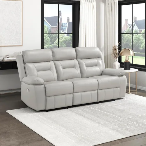 Vista 11 de Lexicon Sofá Reclinable Doble Eléctrico, Sofá Reclinable de Cuero de Grano Superior Combinado con Reposabrazos de Parte Superior Acolchada, Asientos