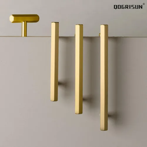 Vista 6 de QOGRISUN Paquete de 5 perillas de latón macizo para cajones hexagonales, manijas de un solo agujero, adecuadas para herrajes de cocina, baño, cómoda