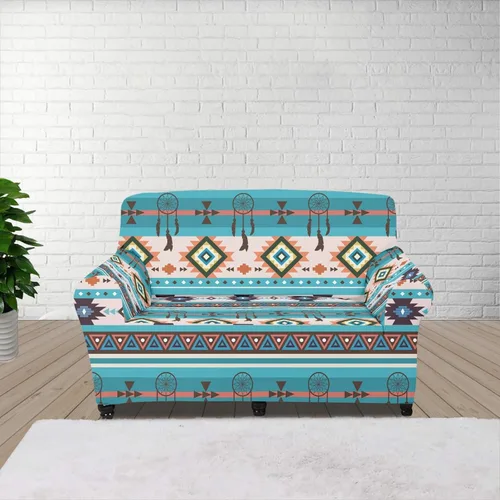 Vista 9 de Funda de sofá de alta elasticidad con patrón de geometría azteca atrapasueños, acogedor protector de sofá apto para sofá de 1 cojín, accesorios