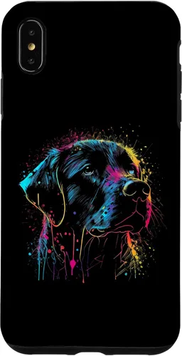 Vista 7 de iPhone 15 Negro Labrador Perro Pintura Acuarela Pintura Colorido Mamá Caso