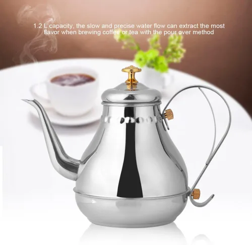 Vista 6 de Fdit Tetera de acero inoxidable con filtro de té de 1,2 litros, con fuego o inducción