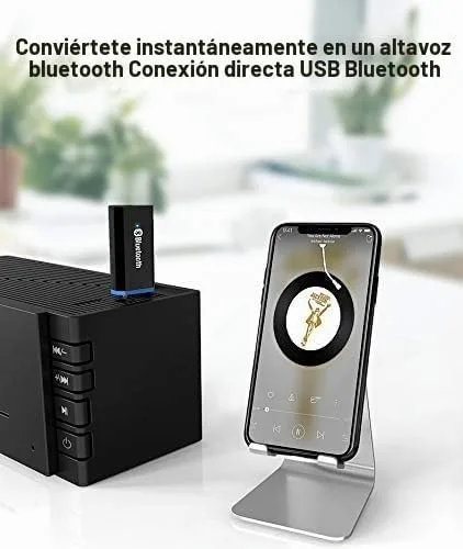 Vista 3 de Adaptador de receptor Bluetooth USB, adaptador de audio inalámbrico de 0.138 in, kit de música, adecuado para sistemas estéreo de hogar/automóvil