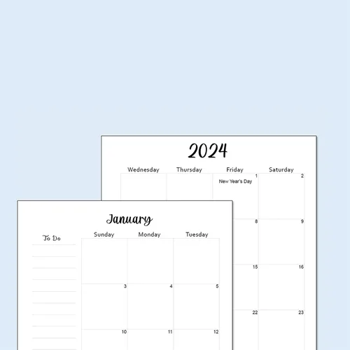 Vista 2 de Calendario mensual 2024 de repuesto para mini planificadores Happy de 7 discos, y mini cápsula NOTIQ (S6) (4.5 x 7 pulgadas) (gato)