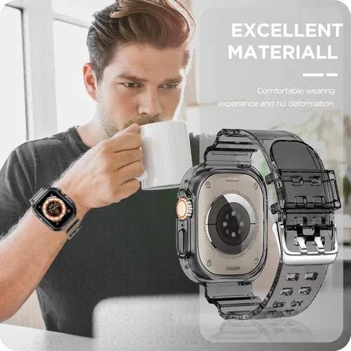Vista 40 de DABAOZA - Correa transparente compatible con Apple Watch con estuche protector, correa deportiva de TPU con brillo para mujeres y hombres