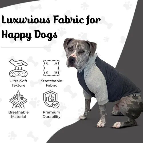 Vista 5 de Tooth & Honey Camisa para perros grandes, transpirable, de algodón y elastano, con cobertura completa debajo del vientre, para aliviar alergias