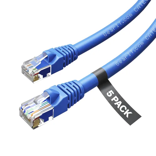 Vista 31 de GEARit Cables de conexión Cat6 de 1 pie negro (paquete de 5) Cables de conexión Cat 6 de 1 pie, cable de conexión negro/Ethernet, 10Gbps 550MHz