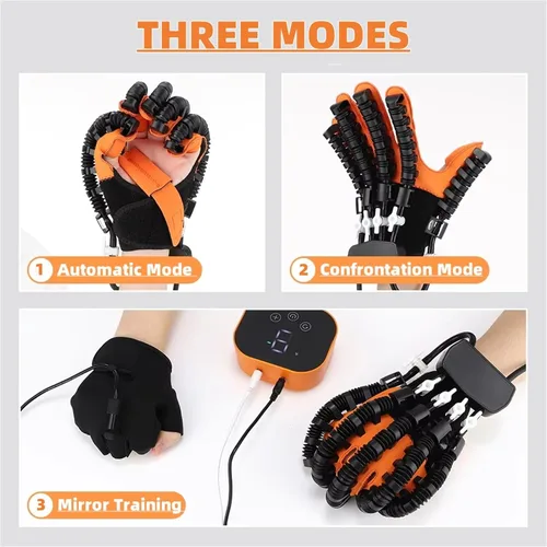 Vista 5 de GOURIXIN Guantes robóticos de rehabilitación para mano de accidente cerebrovascular, 9 niveles de fuerza ajustable, dispositivo de entrenamiento
