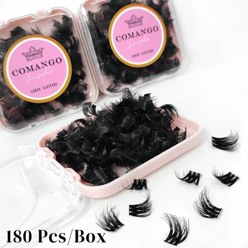 Vista 8 de CoMango Extensiones de pestañas individuales 3D de flores multicapa, sueltas, esponjosas, racimos de pestañas rizadas C/D, extensiones de pestañas