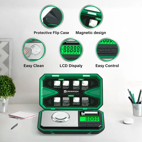 Vista 3 de UNIWEIGH Escala de miligramos de precisión 0.00 oz/1.76 oz mg Escala para pesar polvos Digital Jewelry Scale for Gold,Coins,Gem,Reloading,Pocket