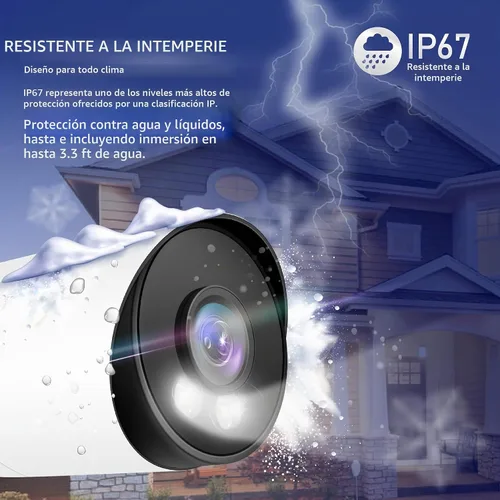 Vista 2 de Cámara de bala Marquis de 4 MP PoE IP con audio, cámara de seguridad IP para exteriores, clasificada IP66, lente gran angular de 108° de 2.8 mm