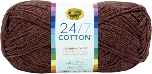 Vista 105 de Lion Brand Yarn - Hilo ligero 24/7 de algodón para tejer, hacer ganchillo y manualidades, Ámbar, paquete de 1 Light Worsted 100% Mercerized Cotton