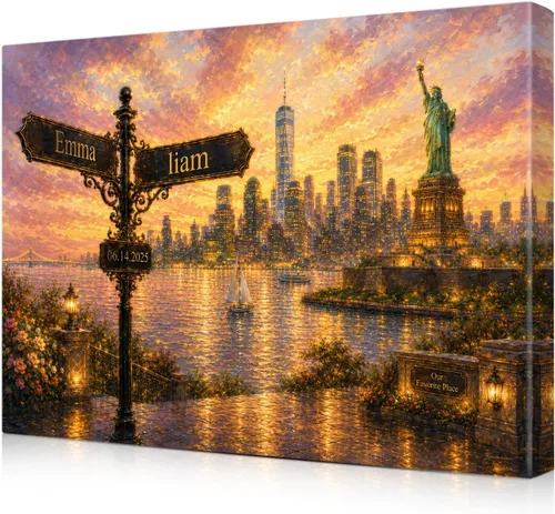 Vista 172 de IPIC - Personalized Framed Canvas with Custom Street Sign in Boston Personalized Street Signs with Names, Custom Canvas Print, Boston Sunset