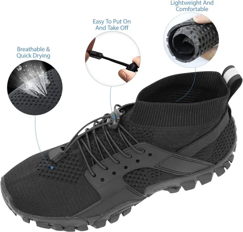 Vista 3 de Mens Womens Water Hiking Shoes Trail Running Shoes High Top Slip Resistant Swim Wading Shoes Barefoot Aqua for Beach Sailing Orthopedic Walking