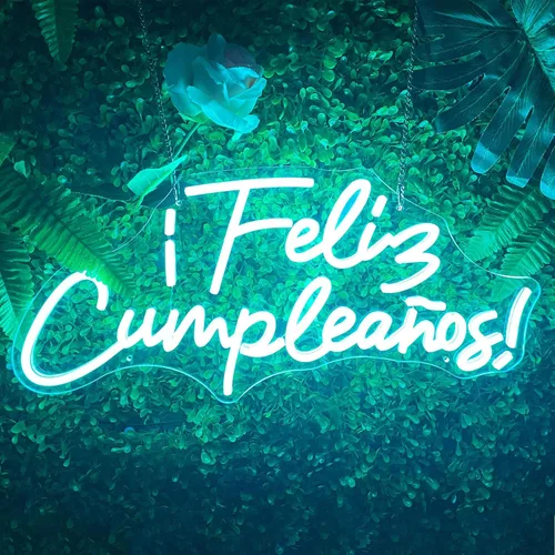 Vista 8 de Cartel de neón LED de Feliz Cumpleaños, más grande para decoración de pared con modulador de luz de cadena USB, reutilizable, letrero LED