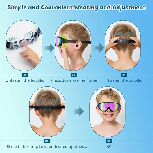 Vista 8 de Gafas de natación anti niebla UV para niños de 6 a 14 años, paquete de 2 gafas de natación para niños con tapones para los oídos adjuntos