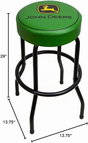 Vista 3 de Plasticolor 004792R01 John Deere Logo Taburete de garaje y sala de juegos con tapa verde mate y patas negras