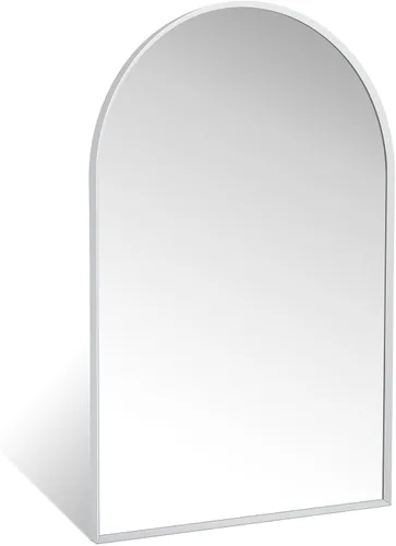 Vista 26 de Espejo arqueado negro de 16" x 20", espejo de pared para baño con arco, espejo de tocador de baño con marco de metal y parte superior arqueada