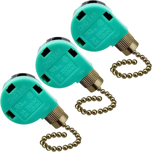 Vista 12 de Topbuti Zing Ear ZE-268S6 - Juego de 3 interruptores de ventilador de techo de 3 velocidades y 4 cables, interruptor de cadena de repuesto
