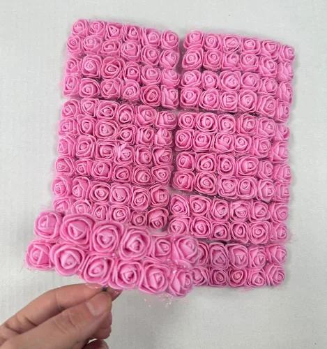 Vista 8 de 144pcs 12 colores mini flores artificiales rosas cabezas y tallo suave