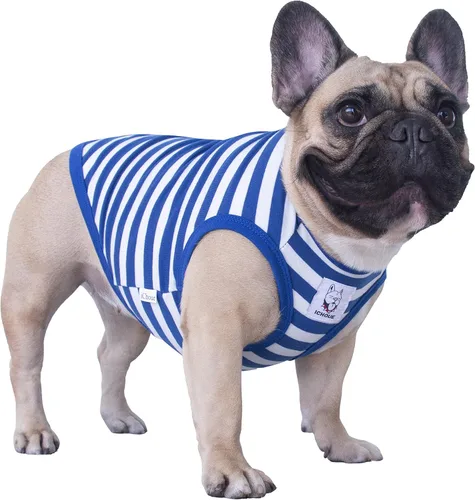 Vista 2 de iChoue - Camisetas de tiras de algodón 100% transpirable para Bulldog francés, Vestido de Halloween para perros medianos, Camisetas tipo tanque
