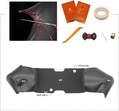 Vista 7 de MEWANT Fundas de volante para volante estilo yugo para Tesla Model S 2021-2023/Model X 2021-2023