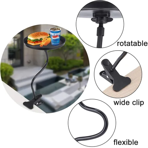 Vista 3 de JSCARLIFE Soporte para bandeja de comida para coche, bandeja ajustable para aperitivos de coche, bandeja giratoria de 360 grados, bandeja