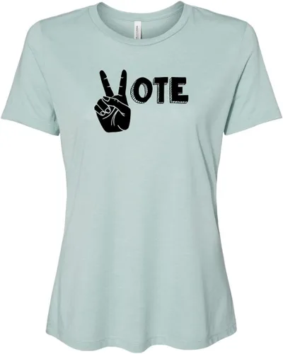 Vista 9 de Cute Women's Screen Printed Crew Neck Tee, Shirts With Sayings, Dusty Blue or Olive