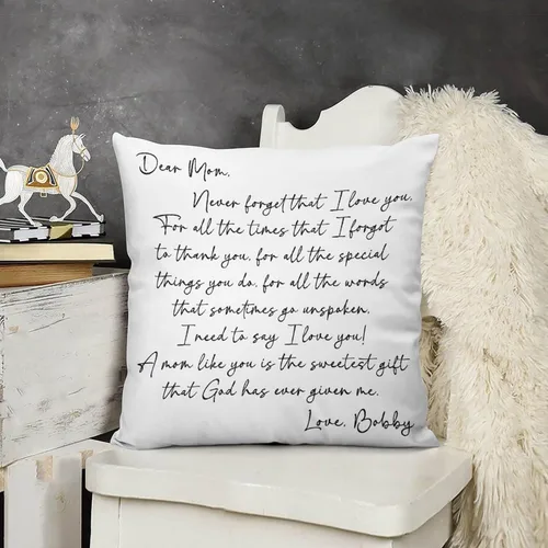 Vista 10 de Custom Mothers Day Pillow Cover Soft Velvet Square Pillow Case with Kids Names Family Names Custom Gift for Mom Mommy from Child Daughter Son, #1