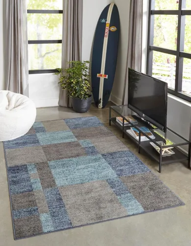 Vista 20 de Unique Loom - Alfombra de la colección Otoño Providence (rectangular de 2 x 3 pies 1 pulgada, azul grisáceo/marrón claro)