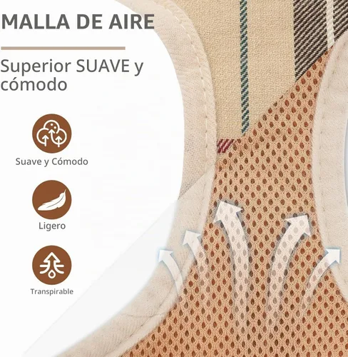 Vista 2 de PUPTECK Juego de Arnés y Correa para Perro de Malla Suave Step-in a Cuadros para Cachorro Acolchado Sin Tirones Chaleco Arnés para Perros XS Beige