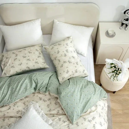 Vista 9 de Juego de ropa de cama de algodón de 3 piezas Twin - Funda nórdica floral reversible con cierre de cremallera 0412AB