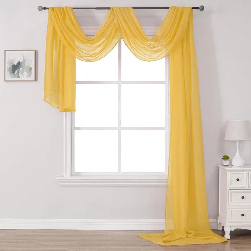 Vista 23 de Bufanda transparente para ventana de 144 pulgadas de largo, color azul bebé, perfecta como bufandas de cenefa, así como toldo de cama o decoración