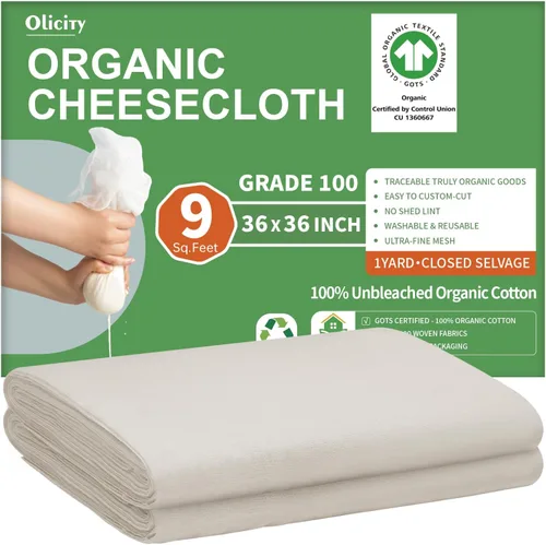 Vista 16 de Olicity - Paños de muselina para queso de grado 90, 27 pies cuadrados, paño de queso reutilizable con bordes cerrados de algodón sin blanquear