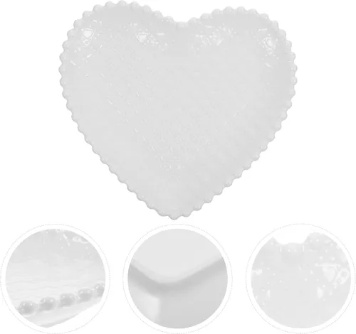 Vista 3 de Hemoton Plato de cerámica en forma de corazón de 7 pulgadas, plato de postre blanco para aperitivos, frutas, ensaladas, microondas y lavavajillas