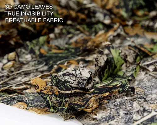 Vista 8 de Ginsco Poncho de camuflaje con hojas 3D Camoflage Woodland Cape ligero Ghillie traje para hombres, capucha Ghillie para caza de pavos, observación