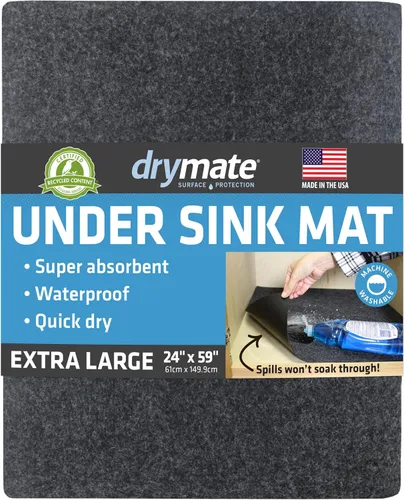 Vista 8 de Tapete Premium Drymate para Debajo del Fregadero, Tapetes Impermeables de Protección para Gabinetes de Cocina y Baño, Forros Absorbentes