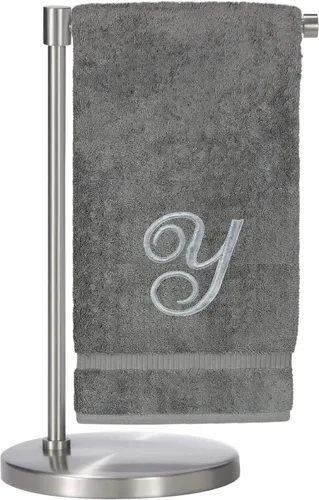 Vista 21 de Script R - Toalla de baño con monograma, regalo personalizado, 27 x 54 pulgadas, juego de 1 toalla bordada con texto dorado, 100% algodón turco Navy
