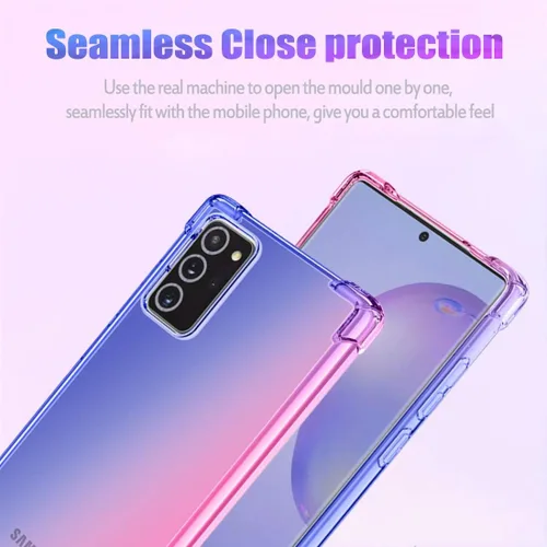 Vista 3 de Funda para Galaxy Note 20, bonita funda de TPU transparente, absorbente de golpes, ligera, azul/rosa