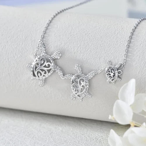 Vista 3 de Hammerhead SharkTurtle Filigree FamilyStarfishCrab Necklace Sterling Silver Sea Animal Beach Necklace for Women Girls