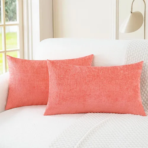 Vista 8 de CaliTime - Paquete de 2 fundas de almohada acogedoras para sofá, decoración del hogar, felpilla suave teñida sólida, 16 x 16 pulgadas, marrón Marrón