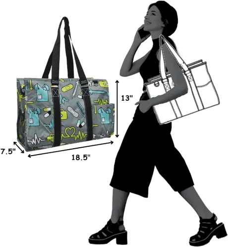 Vista 4 de Bolso de mano NGIL con cierre superior y bolsillos exteriores para mujeres trabajadoras, profesoras, enfermeras y madres, diseño en EE. UU