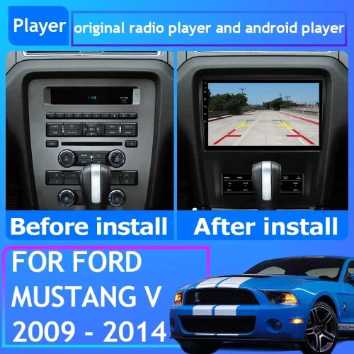 Vista 2 de Android 12 estéreo para Ford Mustang (2010-2014) Manual AC, pantalla IPS de 10 pulgadas 2G+32G Carplay inalámbrico incorporado/Android Auto Cámara