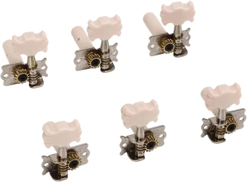 Vista 9 de Paquete de 6 clavijas de afinación de guitarra clásica, afinador de metal 3L3R para reemplazo, afinadores de un solo agujero para guitarra clásica