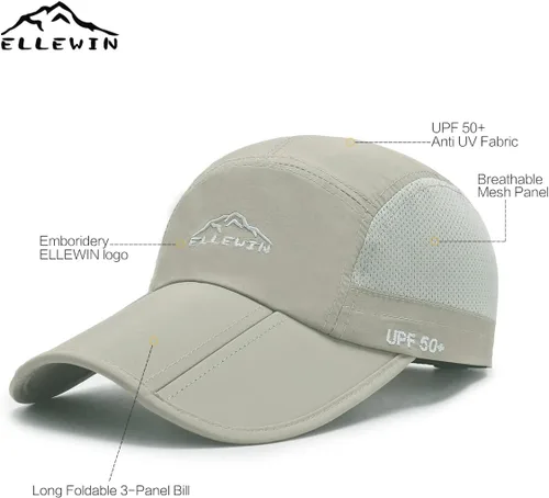 Vista 56 de ELLEWIN Gorra de béisbol unisex UPF 50 sin estructura, con pico grande y plegable