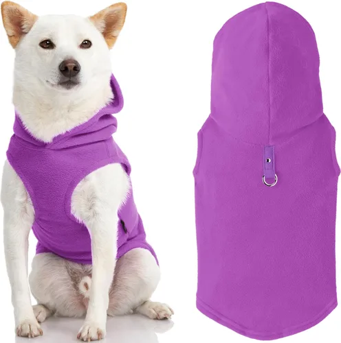 Vista 8 de Gooby - Sudadera con capucha de forro polar para perro, chaqueta con cremallera para perro con correa de junta tórica para perros pequeños a Negro