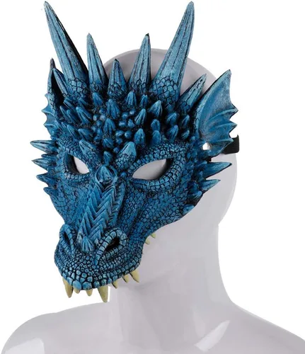 Vista 4 de Alodidae Máscara de dragón 3D, disfraz de fiesta de Halloween, cosplay para adultos y hombres, máscaras de media cara de animales aterradores