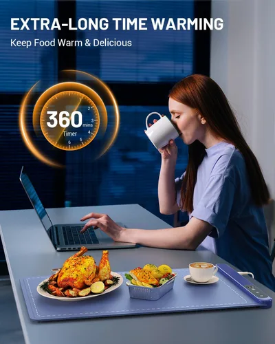 Vista 4 de Tapete de calentamiento de alimentos, tapete de calentamiento de grafeno para alimentos, bandeja de calentamiento eléctrica portátil para fiestas
